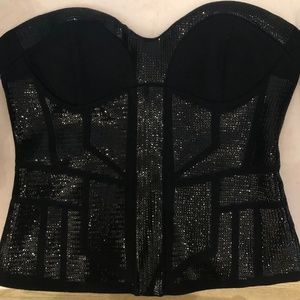 Black Sequin Strapless Bustier